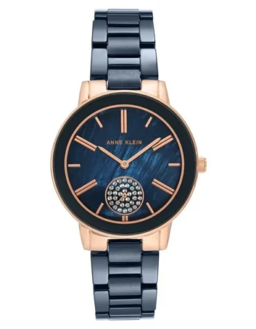 Anne Klein Quartz Analog Blue Dial Ceramic Strap Watch for Women
