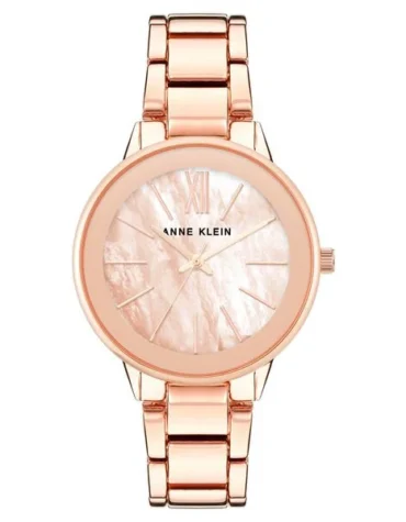Anne Klein Quartz Analog Pink Dial Metal Strap Watch for Women