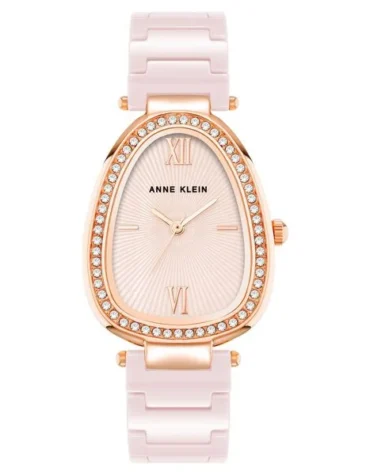 Anne Klein Quartz Analog Pink Dial Rose Gold With Pink Ceramic Strap Watch For Women