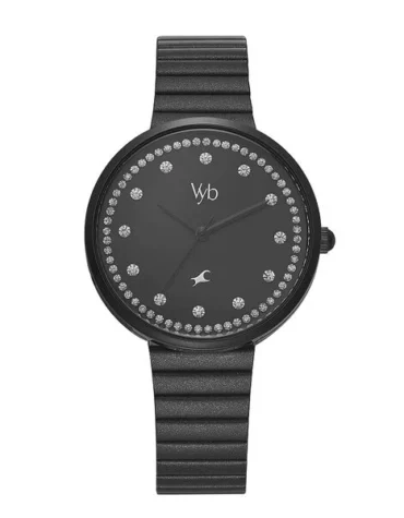 Fastrack Vyb Mirage Quartz Analog Black Dial Stainless Steel Strap Watch for Girls