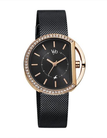 Fastrack Vyb Showstopper Quartz Analog Black Dial Stainless Steel Strap Watch for Girls