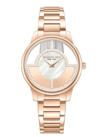 Kenneth Cole Quartz Analogue Watch White Dial with Rose Gold Stainless Steel Strap