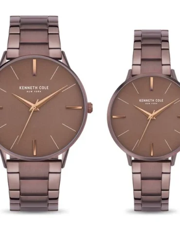 Kenneth Cole Quartz Analog Brown Dial Stainless Steel Strap Watch for Couple