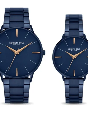 Kenneth Cole Quartz Analog Blue Dial Stainless Steel Strap Watch for Couple
