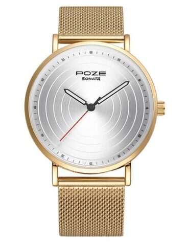 Poze by Sonata Quartz Analog Silver Dial Stainless Steel Strap Watch for Men