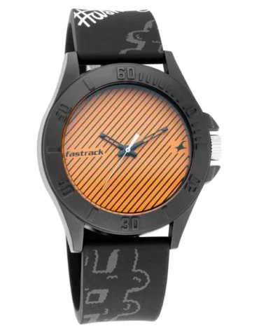Fastrack Hashtag Quartz Analog Orange Dial Silicone Strap Unisex Watch