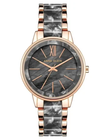 Anne Klein Quartz Analog Grey Dial Plastic Strap Watch for Women