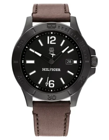 Tommy Hilfiger Black Dial Brown Colour Leather Strap Watch for Men