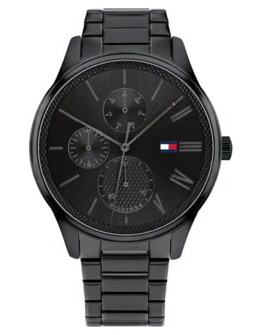 Tommy Hilfiger Quartz Multifunction Black Dial Stainless Steel Strap Watch for Men