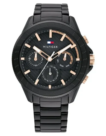 Tommy Hilfiger Quartz Multifunction Black Dial Stainless Steel Strap Watch for Men