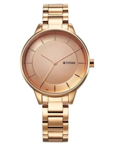 Titan Razzle Dazzle Quartz Analog Rose Gold Dial Stainless Steel Strap Watch For Women