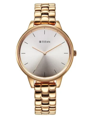 Titan Neo Quartz Analog Grey Dial Rose Gold Metal Strap Watch For Women
